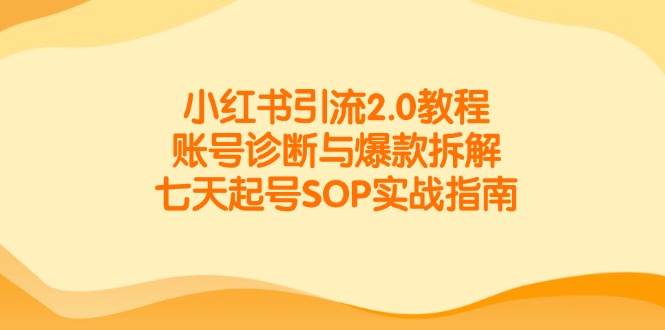 小红书引流2.0教程，账号诊断与爆款拆解，七天起号SOP实战指南 - 宏盛创业网-宏盛创业网