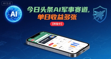 今日头条AI军事赛道，单日收益多张 ，手机可做【附指令】 - 宏盛创业网-宏盛创业网