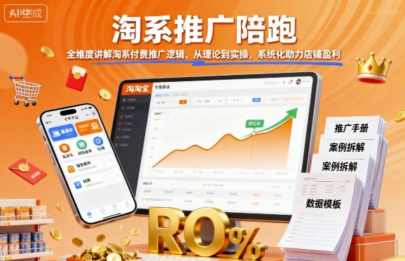 淘系推广陪跑，全维度讲解淘系付费推广逻辑，从理论到实操，系统化助力店铺盈利 - 宏盛创业网-宏盛创业网