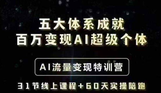 五大体系成就百万变现AI超级个体- AI流量变现特训营，一步一步教你一个人怎么年入百W - 宏盛创业网-宏盛创业网