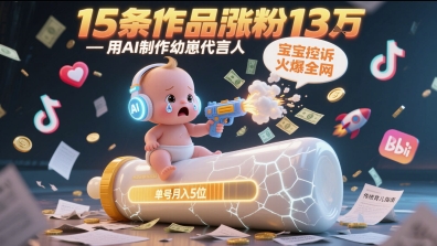 用AI制作幼崽代言人，宝宝的控诉火爆全网，15条作品涨粉13W，单号月入5位数实操教程 - 宏盛创业网-宏盛创业网