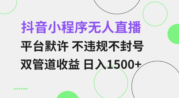 抖音小程序无人直播 平台默许 不违规不封号 双管道收益 日入多张 小白也能轻松操作【仅揭秘】 - 宏盛创业网-宏盛创业网