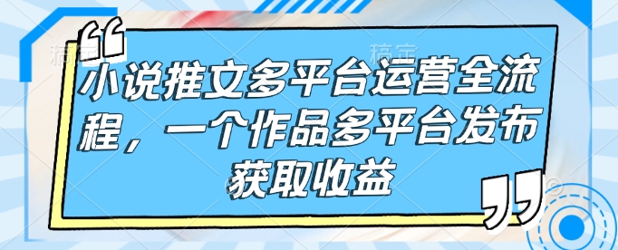 小说推文多平台运营全流程，一个作品多平台发布获取收益 - 宏盛创业网-宏盛创业网