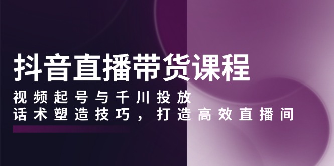 抖音直播带货课程，视频起号与千川投放，话术塑造技巧，打造高效直播间 - 宏盛创业网-宏盛创业网
