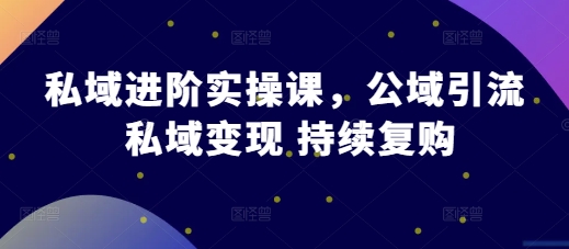 私域进阶实操课，公域引流 私域变现 持续复购 - 宏盛创业网-宏盛创业网