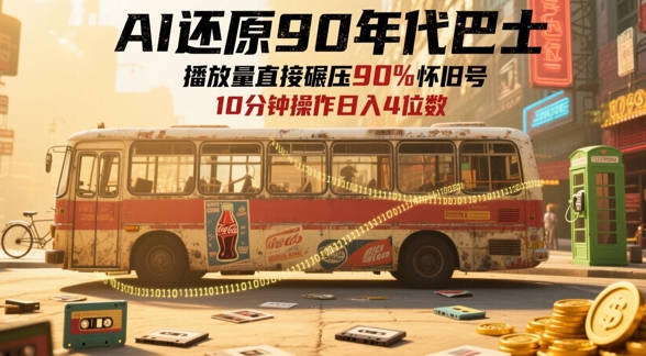 AI还原90年代巴士，一帧就让70后泪崩，播放量直接碾压90%怀旧号，每天操作十分钟，日入四位数 - 宏盛创业网-宏盛创业网
