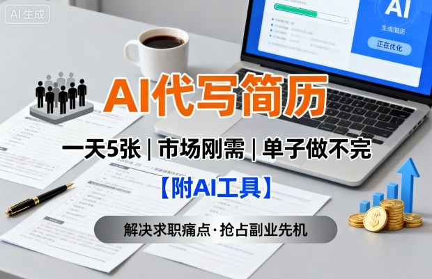 AI代写简历，一天5张，今年找工作难，市场刚需，单子做不完【附AI工具】 - 宏盛创业网-宏盛创业网