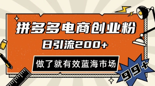 拼多多引流电商创业粉，日引200+，可矩阵放大，做了就有效【揭秘】 - 宏盛创业网-宏盛创业网