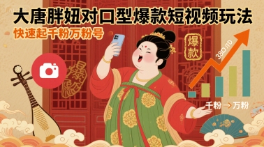 大唐胖妞对口型爆款短视频玩法，快速起千粉万粉号 - 宏盛创业网-宏盛创业网