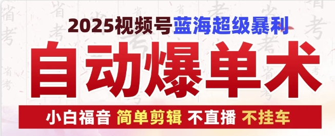 2025视频号蓝海超级暴利自动爆单术1.0 ，小白褔音 简单剪辑 不直播 不挂车 - 宏盛创业网-宏盛创业网