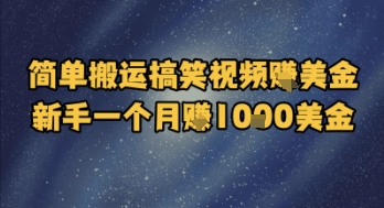 简单搬运搞笑视频挣美金，新手一个月入1k美金 - 宏盛创业网-宏盛创业网